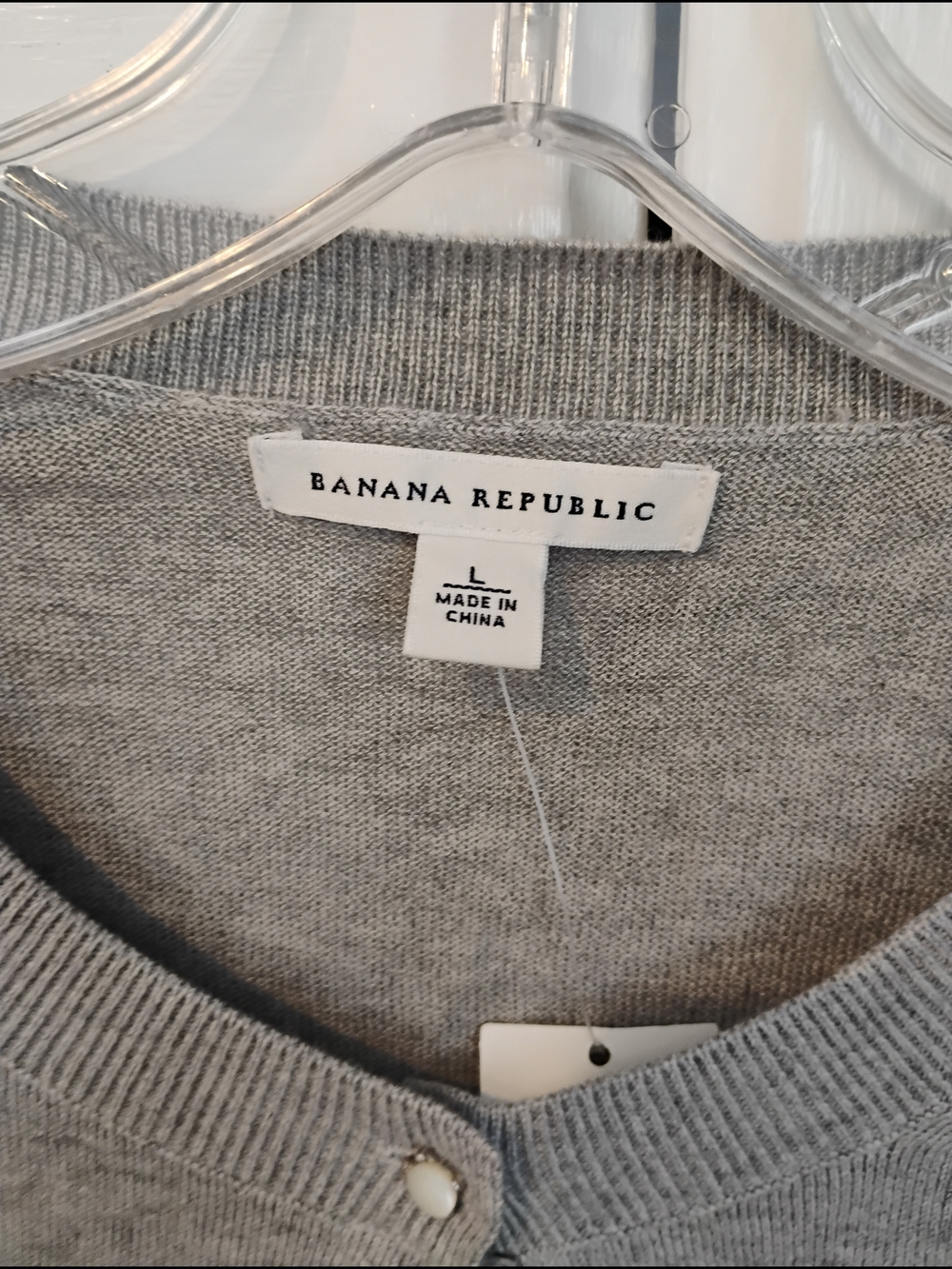Banana Republic Women's Light Gray Cotton Blend Twinset - Picture 5 of 9